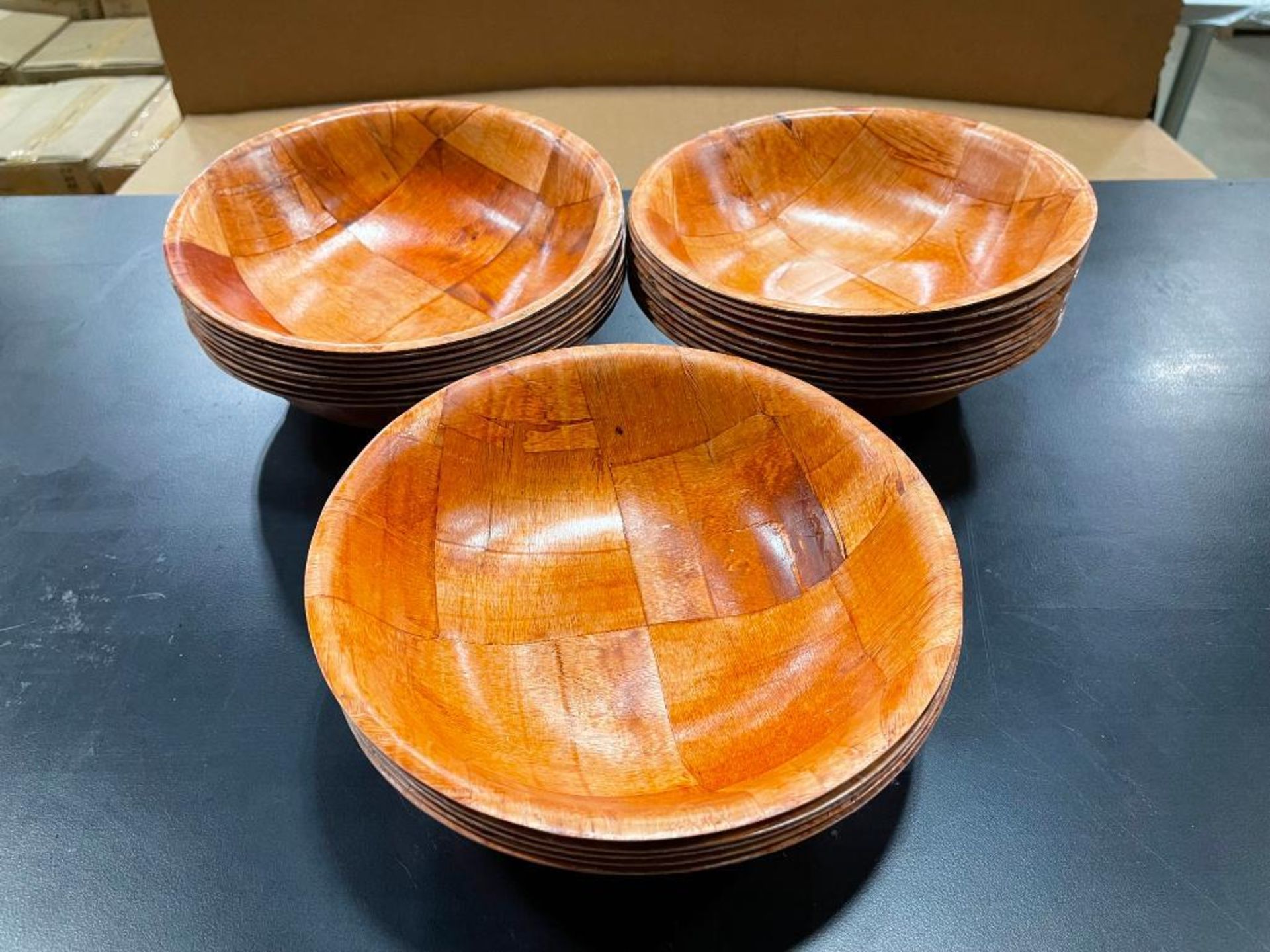 8" WOVEN KEYAKI WOOD SALAD BOWL - JOHNSON ROSE 9408 - LOT OF 24 - NEW