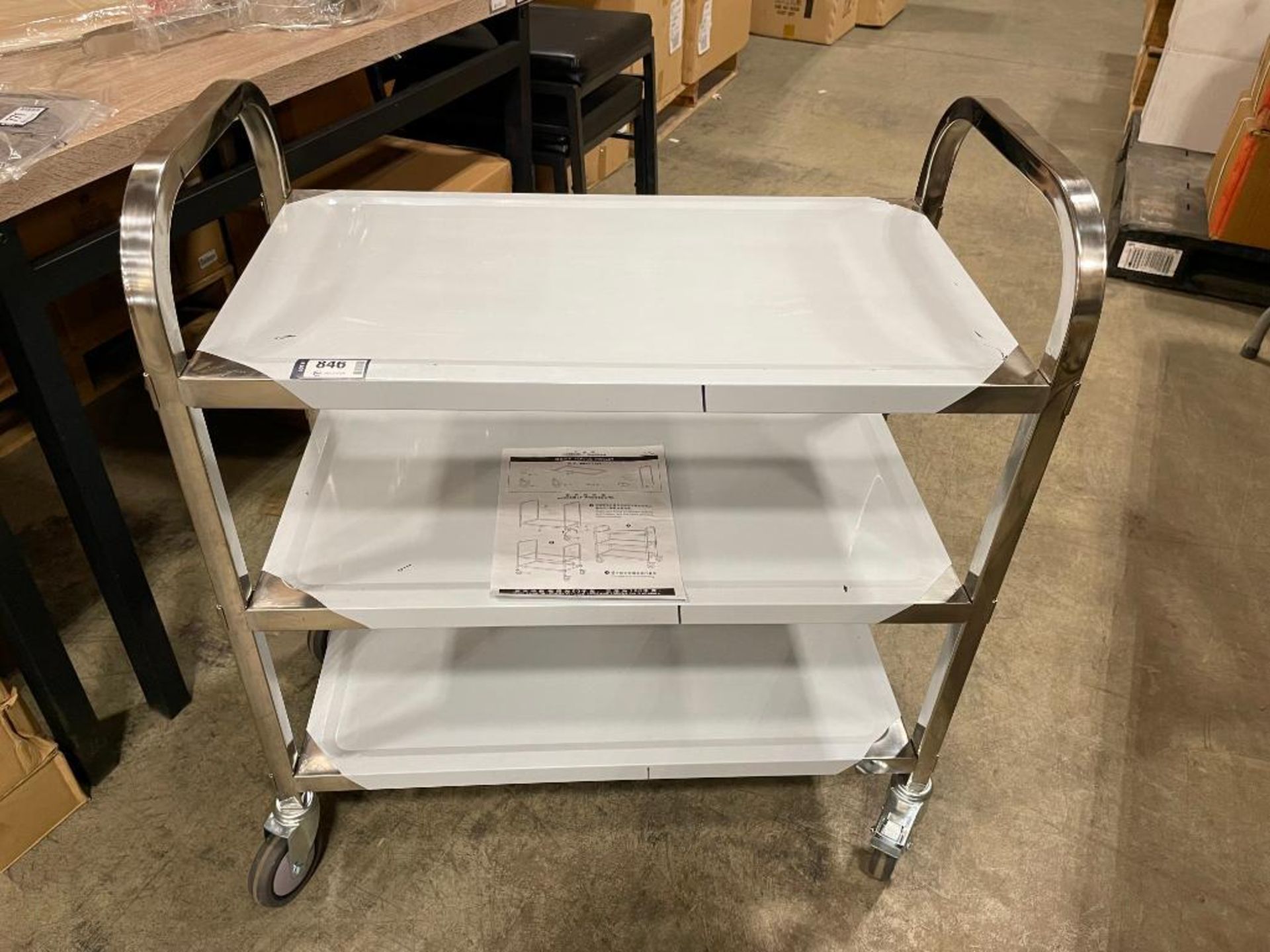 27" X 15" STAINLESS STEEL 3 TIER BUSSING CART - NEW - OMCAN 24418 - Image 2 of 5