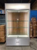 48" GLASS SLIDING DOOR DISPLAY CABINET WITH 1-DRAWER AND LIGHTING