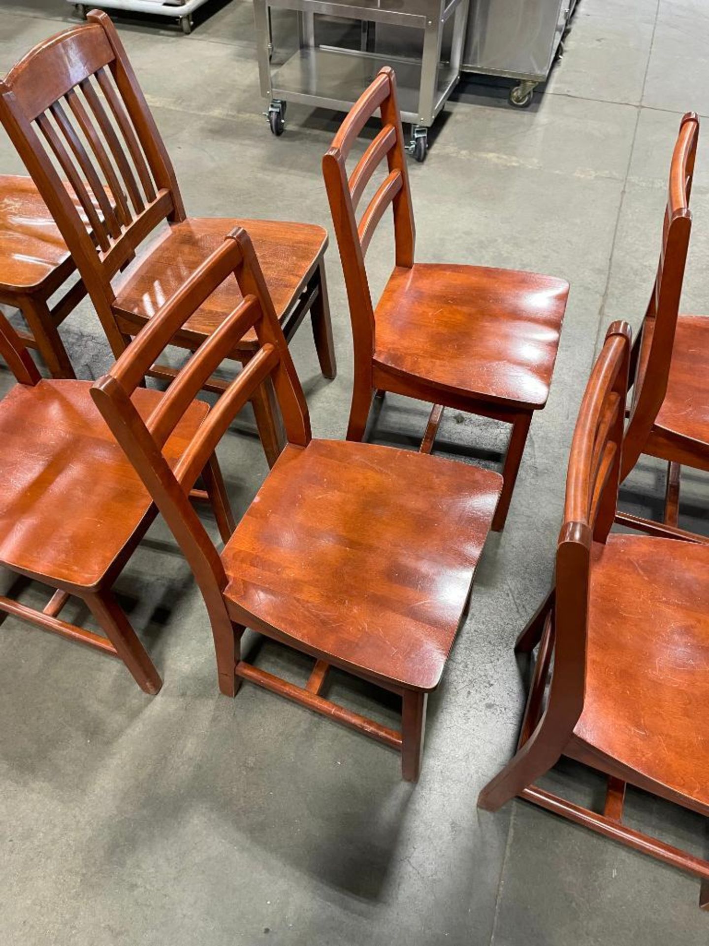 LOT OF (10) DOR-VAL SLAT BACK WOOD DINING CHAIRS - Image 4 of 10