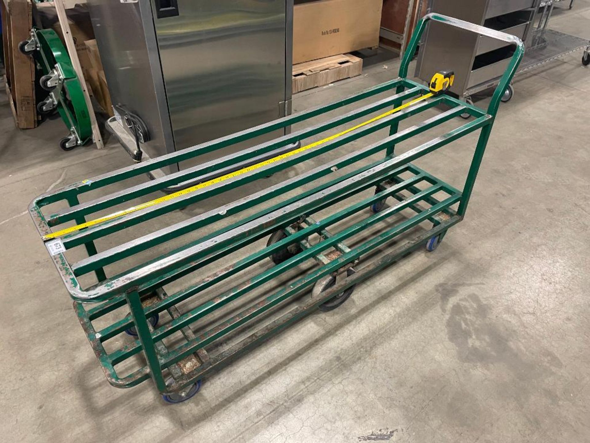 2 TIER GREEN STEEL WAREHOUSE STOCKING CART - Image 5 of 5