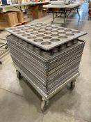 LOT OF APPROX. (30) CHICAGO METALLIC 557D MUFFIN PANS WITH CART