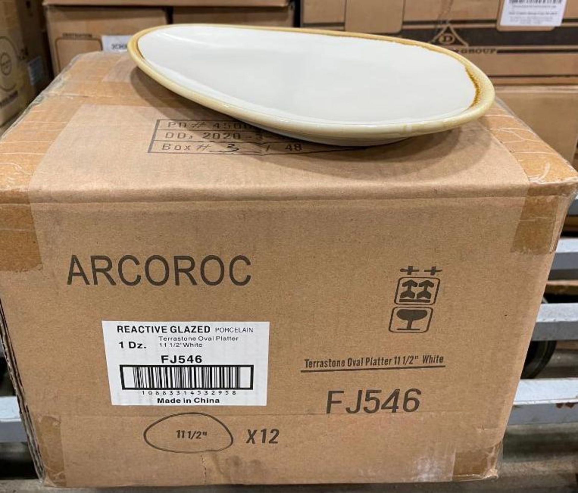 CASE OF TERRASTONE 11 1/2" WHITE OVAL PLATTER - 12/CASE, ARCOROC - NEW