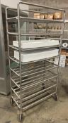 8 TIER STAINLESS STEEL MOBILE PLATTER CART WITH (24) PLASTIC PLATTERS