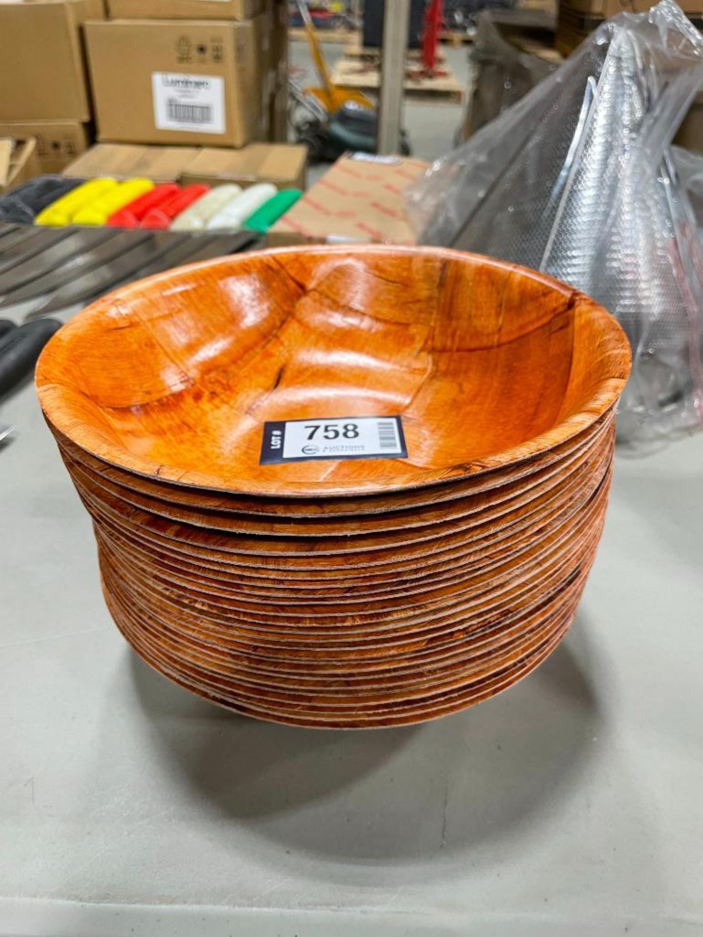 8" WOVEN KEYAKI WOOD SALAD BOWL - JOHNSON ROSE 9408 - LOT OF 24 - NEW - Image 3 of 4