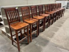 LOT OF (10) SLAT BACK WOOD BAR HEIGHT CHAIRS