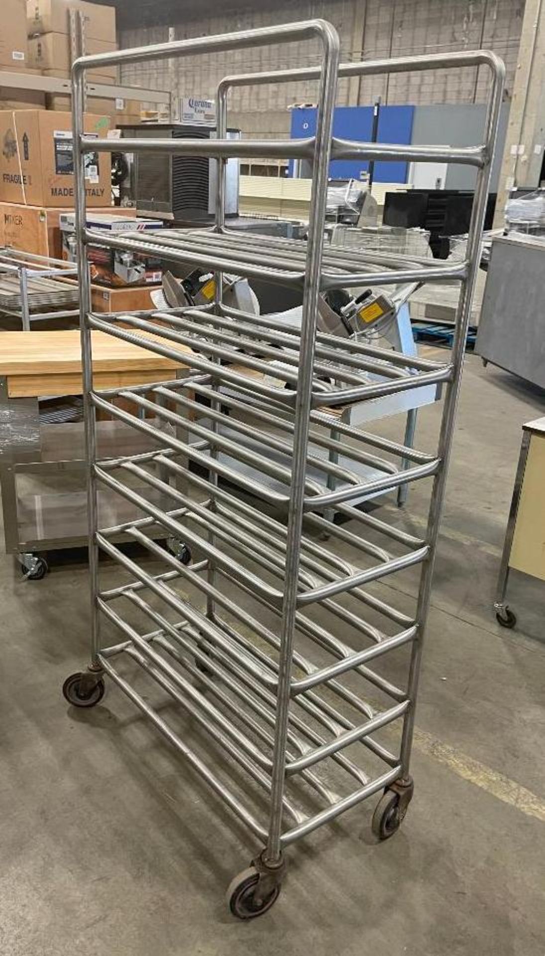 8 TIER STAINLESS STEEL MOBILE PLATTER CART - Image 4 of 4