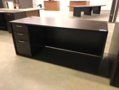 Timeless Espresso 71" x 30" Straight Desk with 3-Drawer File Pedestal