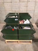Pallet of (15) Metal Parts Bins with Assorted Hardware, Tools & Cleaning Supplies
