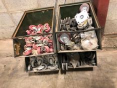 Lot of (4) Metal Parts Bins with Assorted Casters