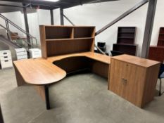 Timeless Executive U-Shaped Workstation with Hutch & Two Door Storage Cabinet