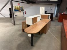 Lot of (2) L-Shaped Bullet Desks with Overhead Shelves