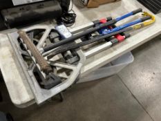 Lot of Asst. Prybar, Bolt Cutters, Squeegee, Foldable Dolly