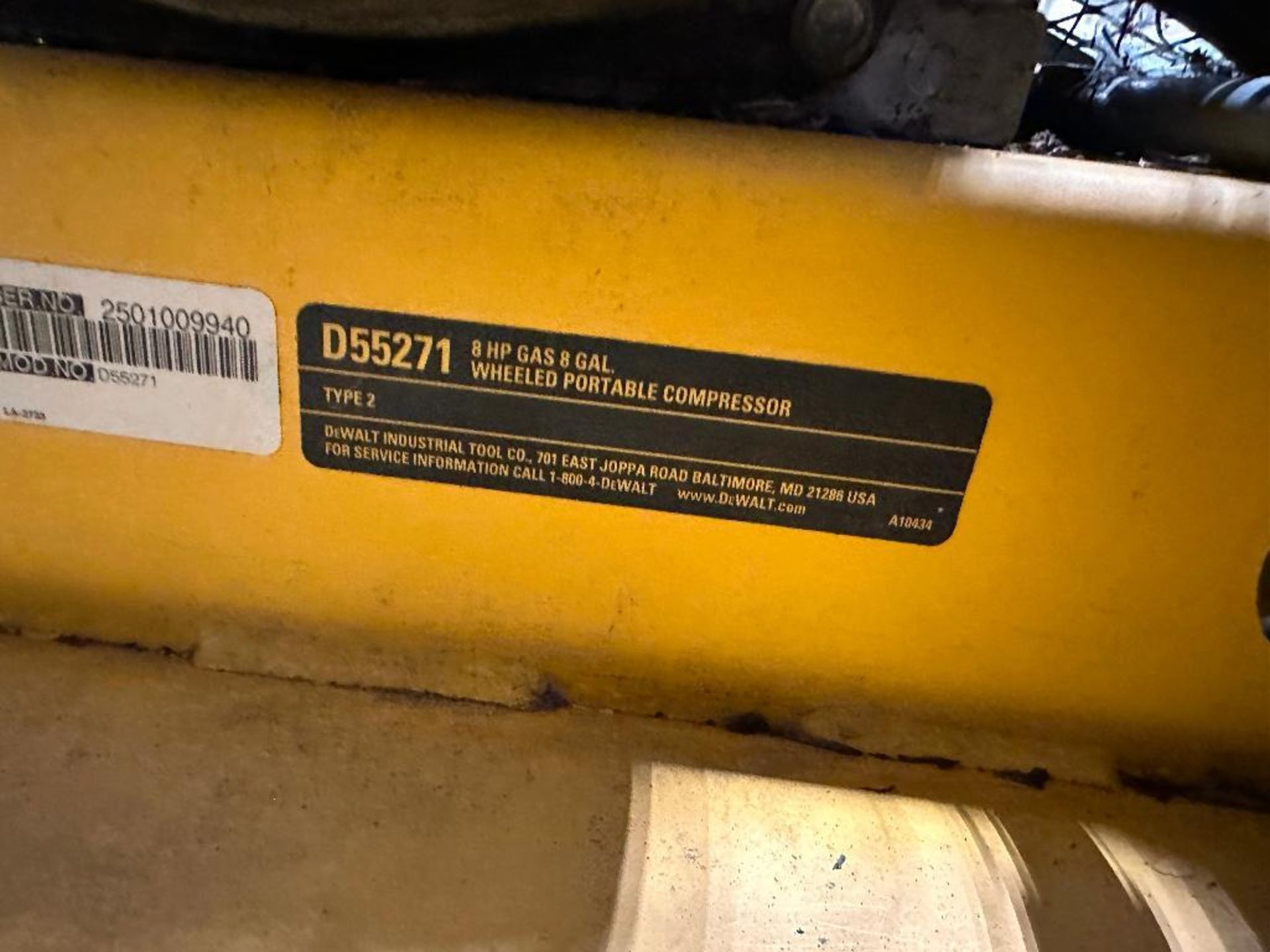 DeWalt D55271 Gasoline 8Gal. Compressor, 9HP - Image 5 of 5