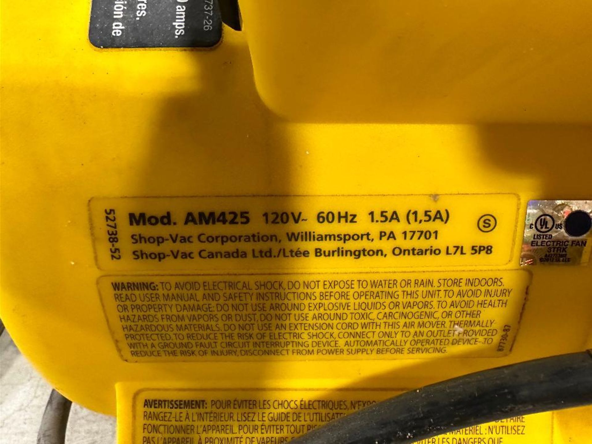 Shop-Vac AM425 Air Mover - Image 3 of 3