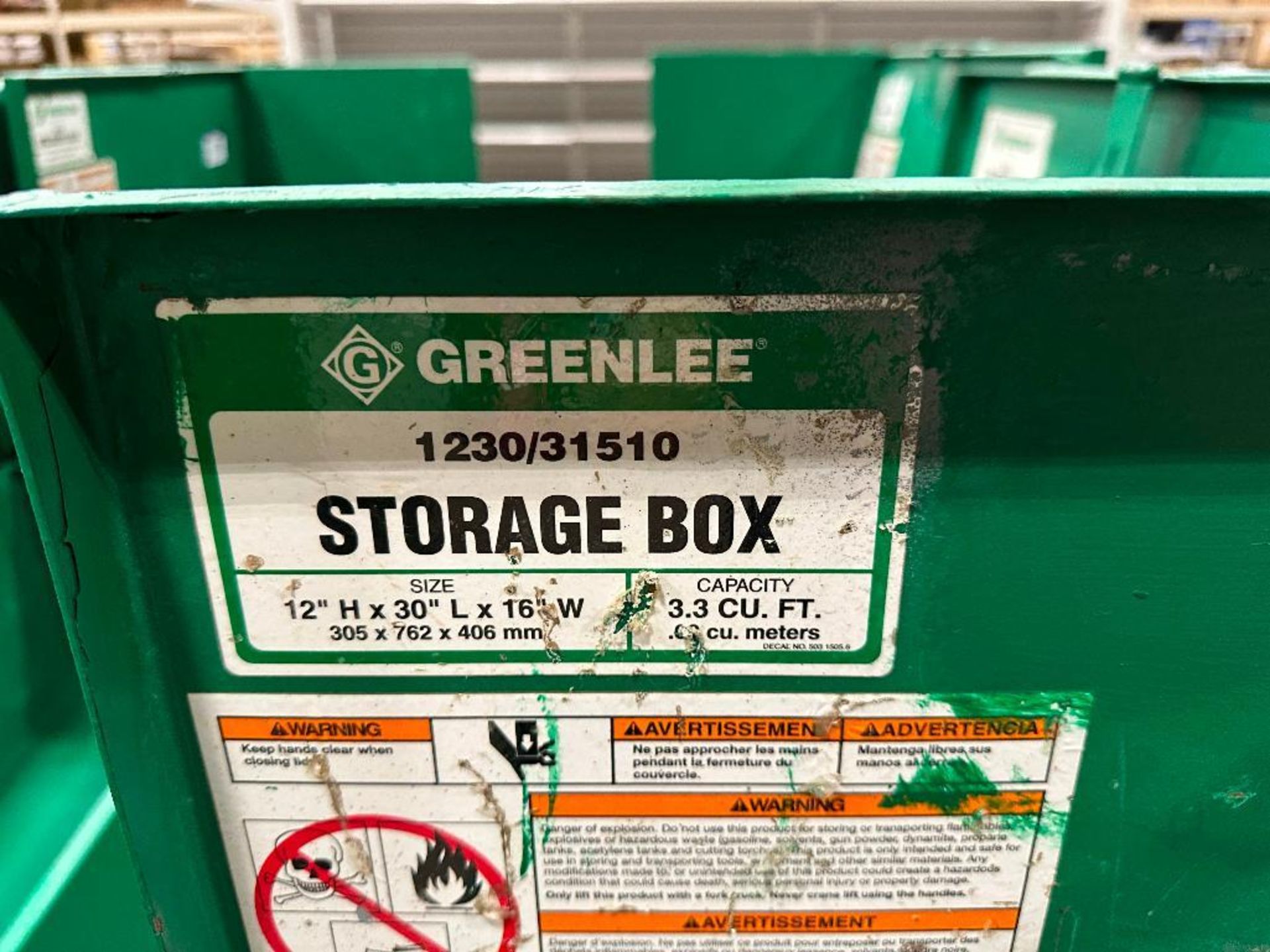 Greenlee Storage Box, 12" X 30" X 16" - Image 3 of 3