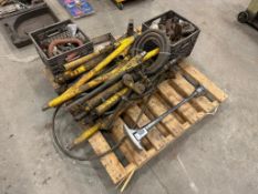 Pallet of Asst. Hydraulic Hand Pump Parts, Clevises, etc.