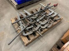 Pallet of (8) Asst. HD Bar Clamps, C-Clamp, and (2) Pipe Clamps