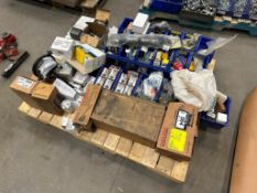 Pallet of Asst. Automotive Parts including Chelsea Parker PTO Parts, Circuit Breakers, Valves, etc.