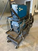 Lot of Miller Invision 456P Welder, Miller XR Control Extended Reach Wire Feeder, Steel Cart, Cords,