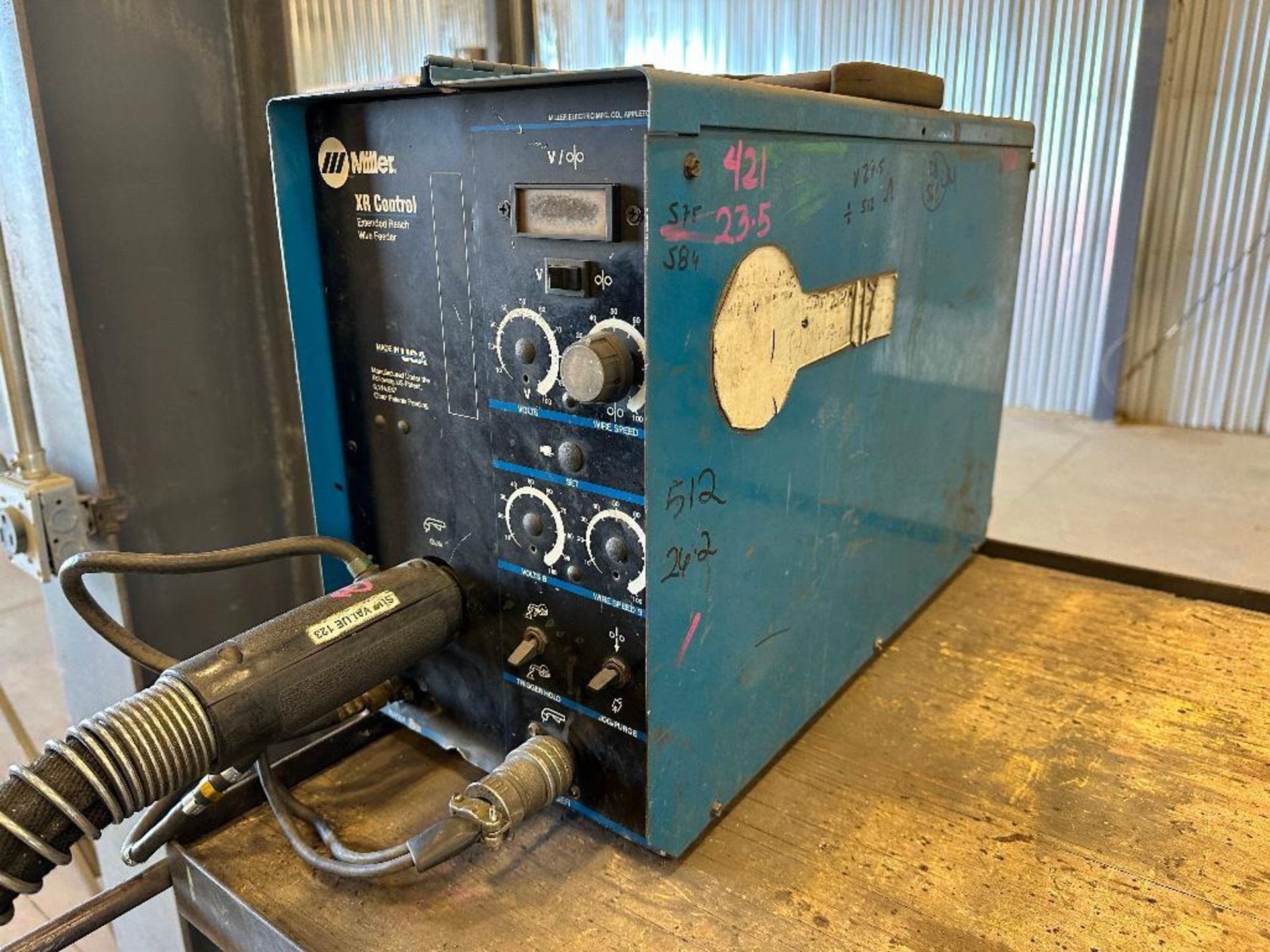 Lot of Miller Invision 450 MPa Welder, Miller XR Control Extended Reach Wire Feeder, Miller Pistol, - Image 7 of 13