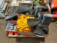 Lot of Asst. Rubber Boots, Rain Jackets and Duct Tape