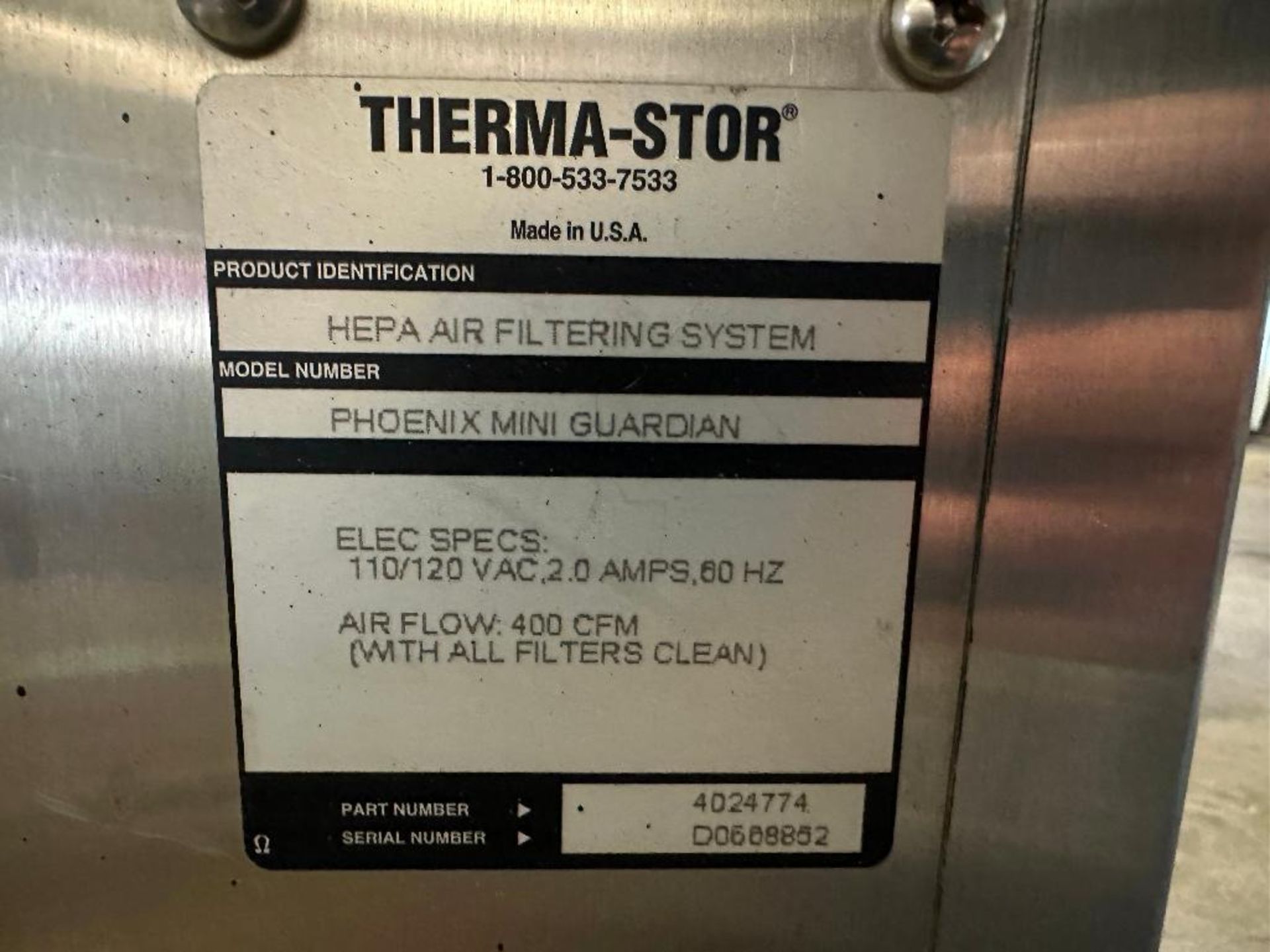 Therma-Stor Phoenix Mini Guardian Portable Air Scrubber Hepa System - Image 5 of 5