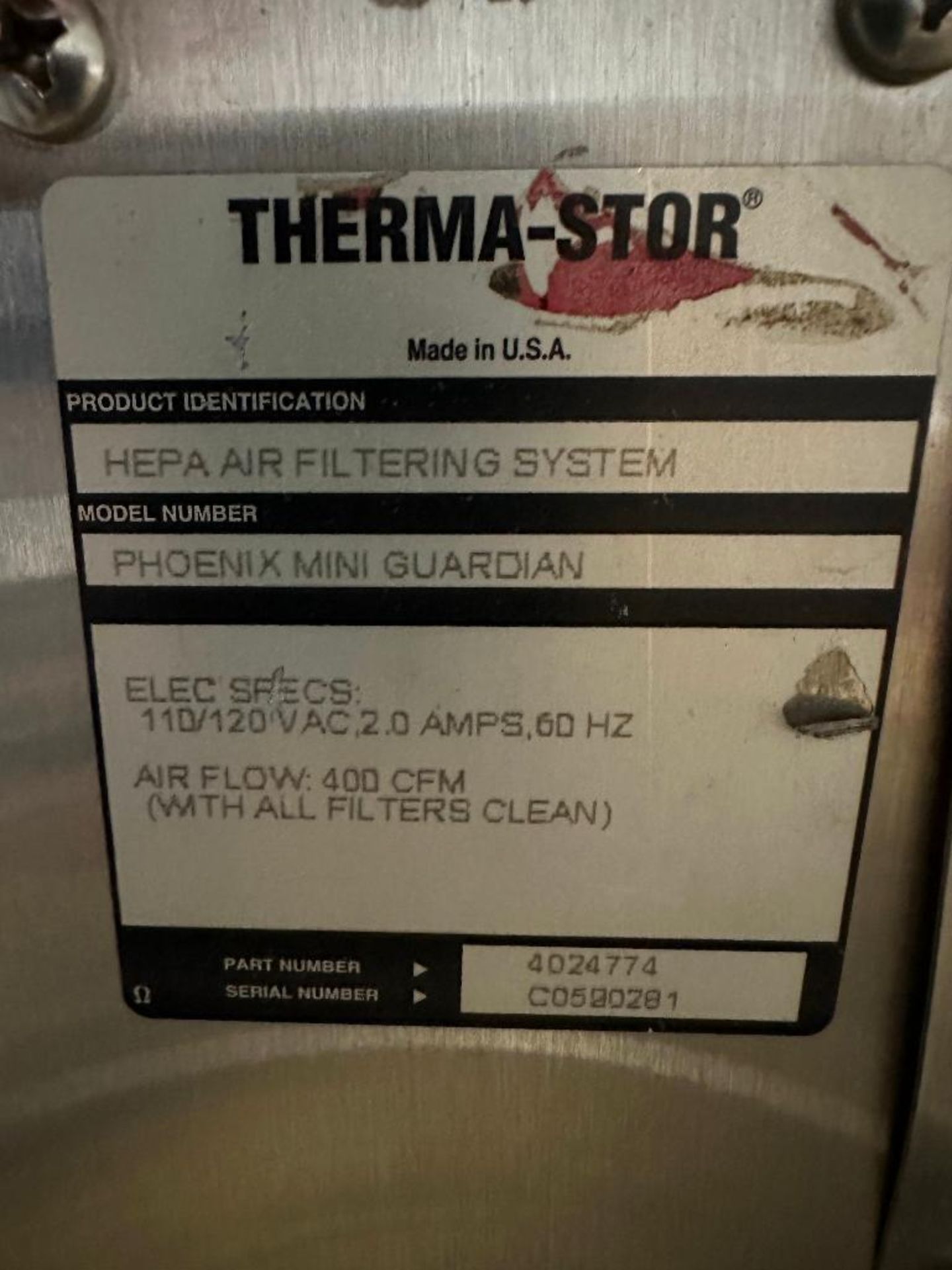 Therma-Stor Phoenix Mini Guardian Portable Air Scrubber Hepa System - Image 4 of 4