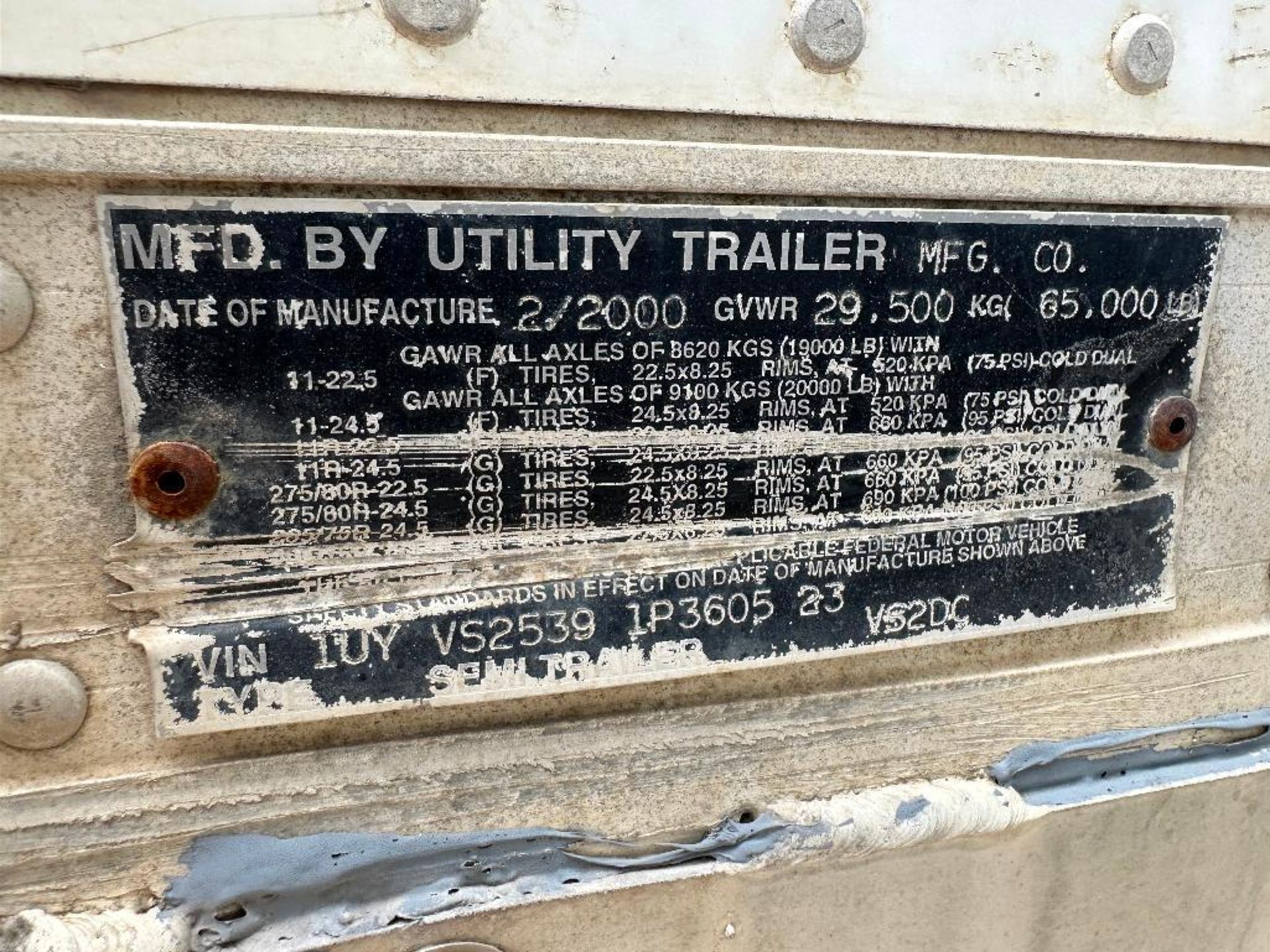 2000 53' Utility Trailer Van Reefer Trailer VIN: 1UYVS25391P360523 - Image 10 of 11