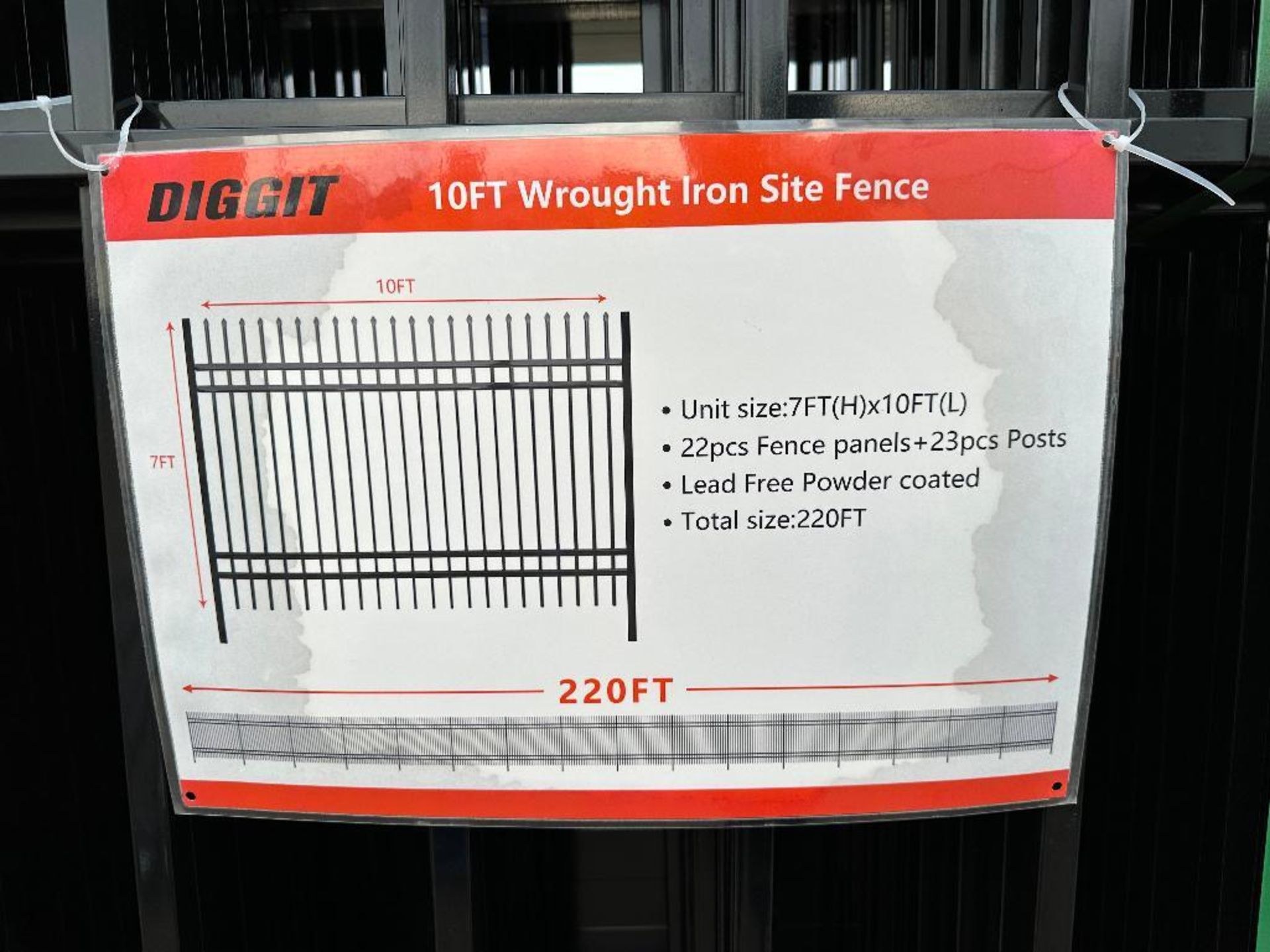 Lot of (22) 10' X 7' Wrought Iron Fence Panels - Image 6 of 6