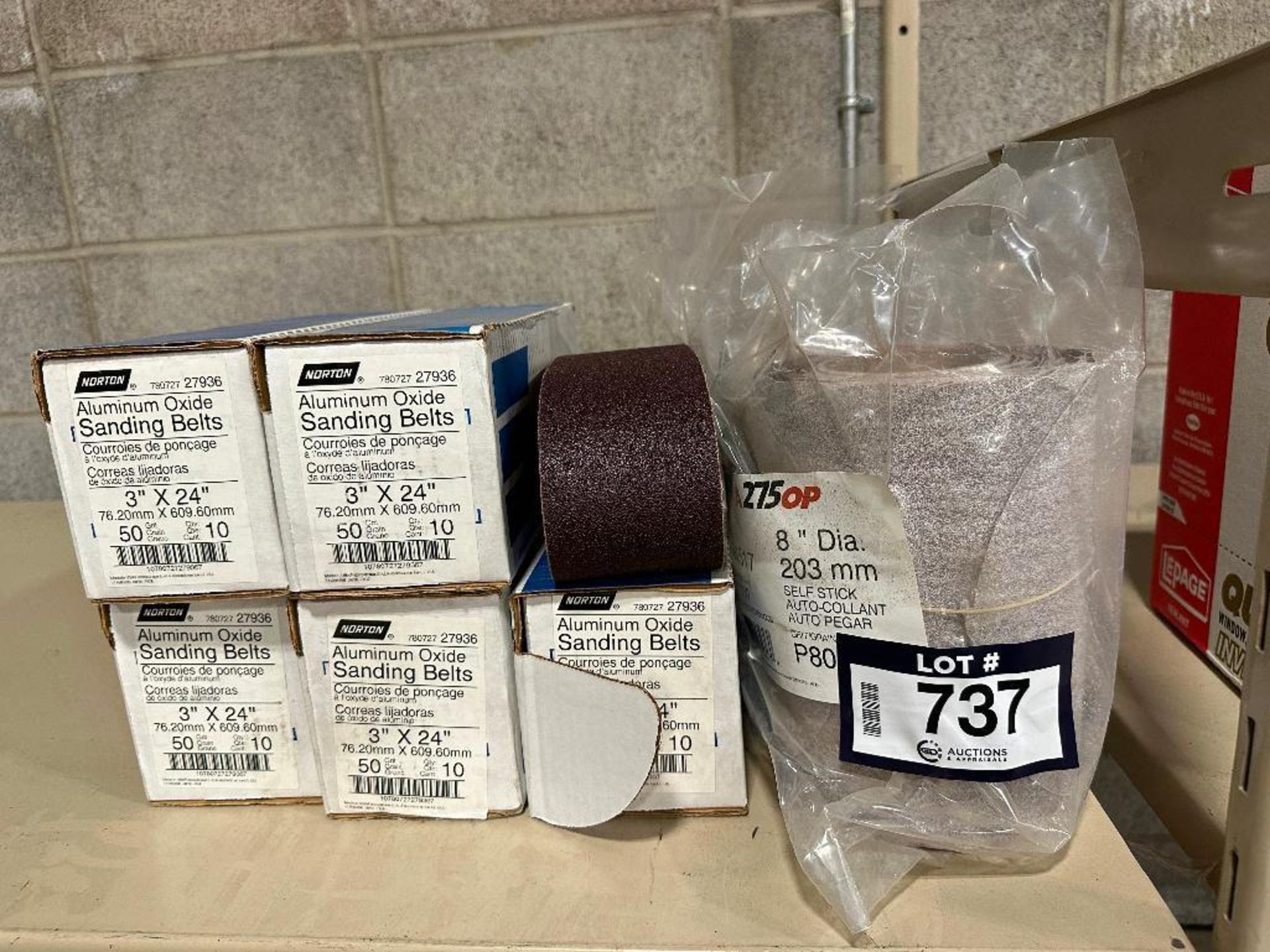 Lot of (5) Boxes of 3" X 24" Sanding Belts and Asst. Sand Paper