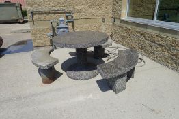 Cement Patio Table w/(3) Benches.