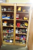 Lot of 2-door Storage Cabinet w/Lrg Qty Hole Saws, Fasteners, Reamers, Shop Supplies, etc.