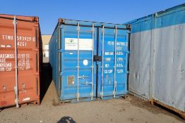 40' Sea Container w/Metal Shelving, Wooden Parts Shelving and Construction Lighting.