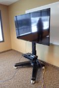 Samsung 60" Flatscreen Television w/Panasonic DVD Player and Mobile Stand- REMOTES AT AUCTION OFFICE