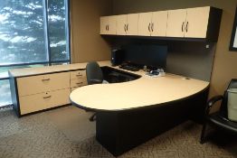 Lot of U-Shaped Desk, Modified Credenza and Task Chair.