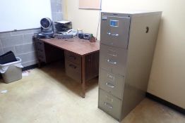 Contents of Office incl. Double Pedestal Desk, Credenza, (2) File Cabinets, (2) Printers, etc.