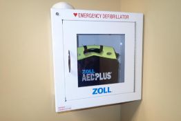 Zoll AED Plus Defibrillator w/Wall Cabinet.