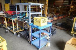 Lot of 3-tier Shop Cart and Rubbermaid 3-tier Cart.