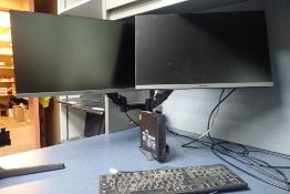Lot of Lenovo ThinkCentre Desktop Computer, (2) Samsung Monitors w/Desk Stand- NO POWERCORD.