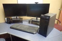 Lot of Lenovo ThinkCentre Desktop Computer and (2) Philips Monitors- NO POWERCORD.
