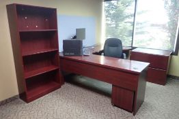 Lot of U-Shaped Desk, Task Chair, (2) Lateral 2-Drawer File Cabinets and (3) Bookcases.