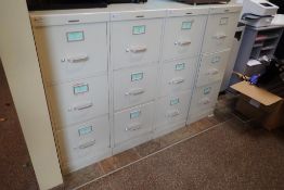 Lot of (4) Steelcase Vertical 3-Drawer File Cabinets.