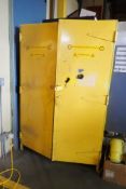 Lot of 2-door Metal Storage Cabinet w/Contents and Metal Bolt Bin w/Contents.