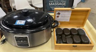 MASSAGE STONE HEATER WITH BOX OF HOT STONES