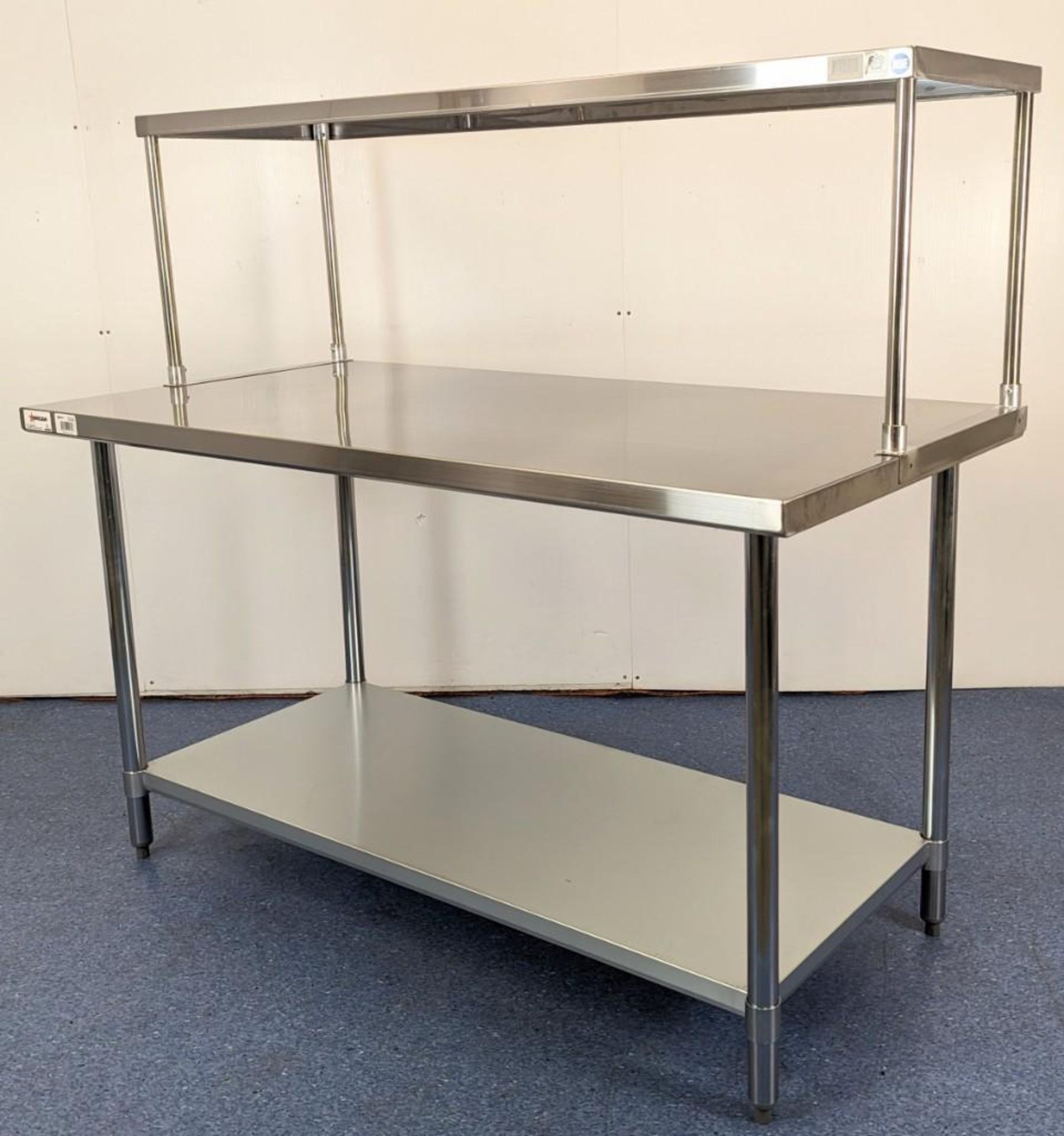 NEW 30" X 60" STAINLESS WORK TABLE WITH 18" SINGLE OVERSHELF - Image 3 of 8