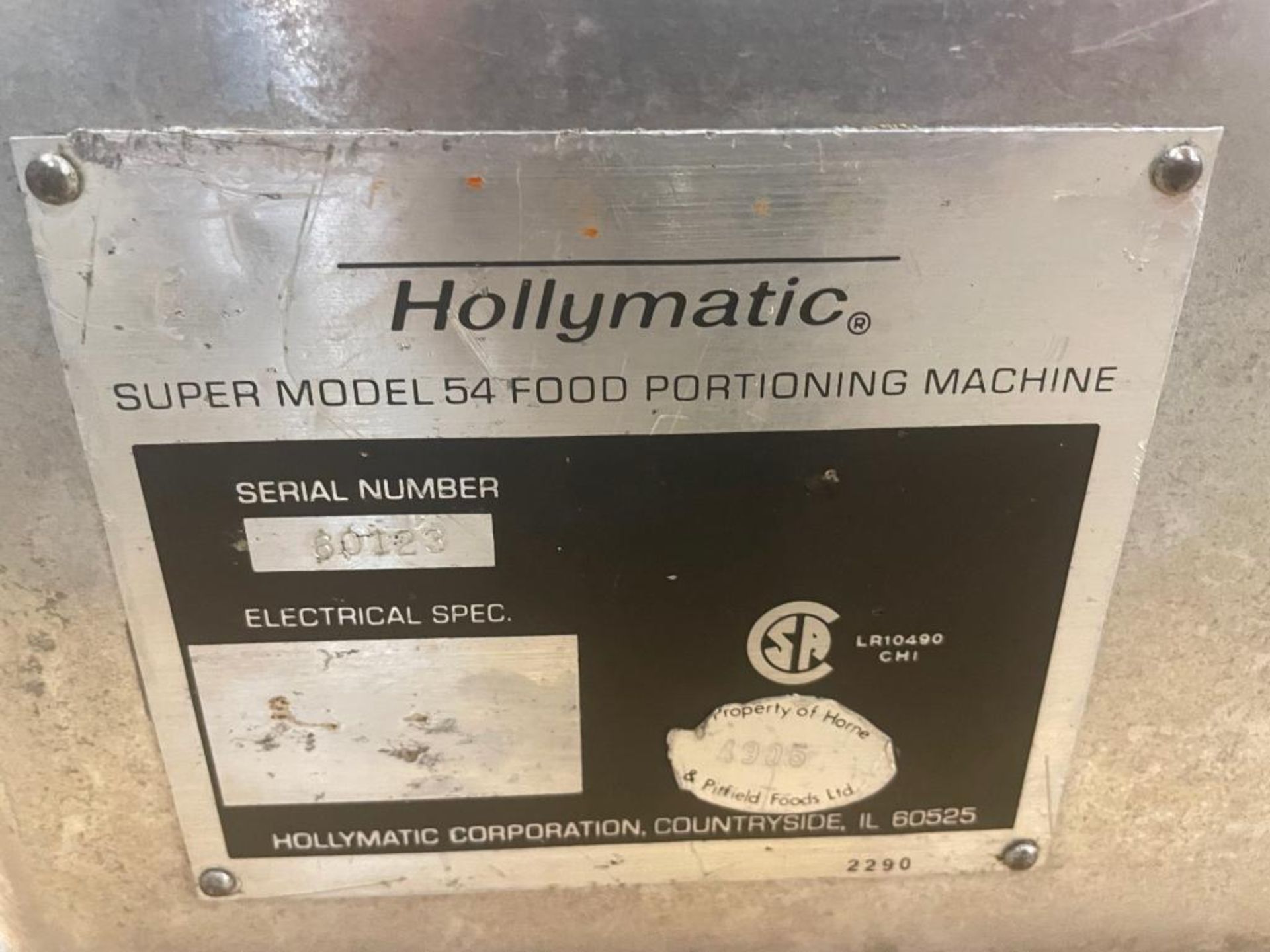 HOLLYMATIC SUPER MODEL 54 FOOD PORTIONING MACHINE - Image 5 of 12