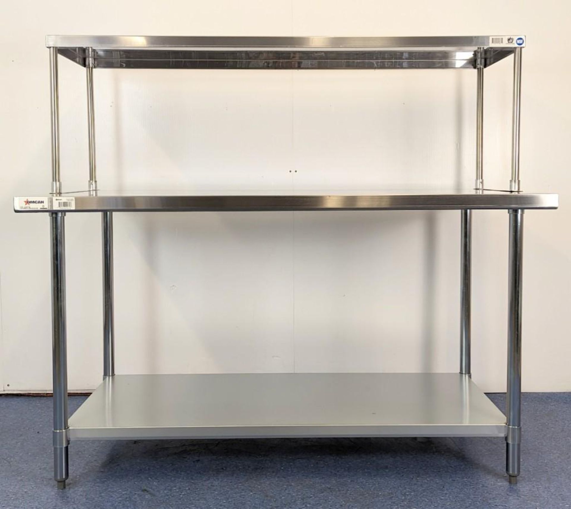 NEW 30" X 60" STAINLESS WORK TABLE WITH 18" SINGLE OVERSHELF - Image 4 of 8