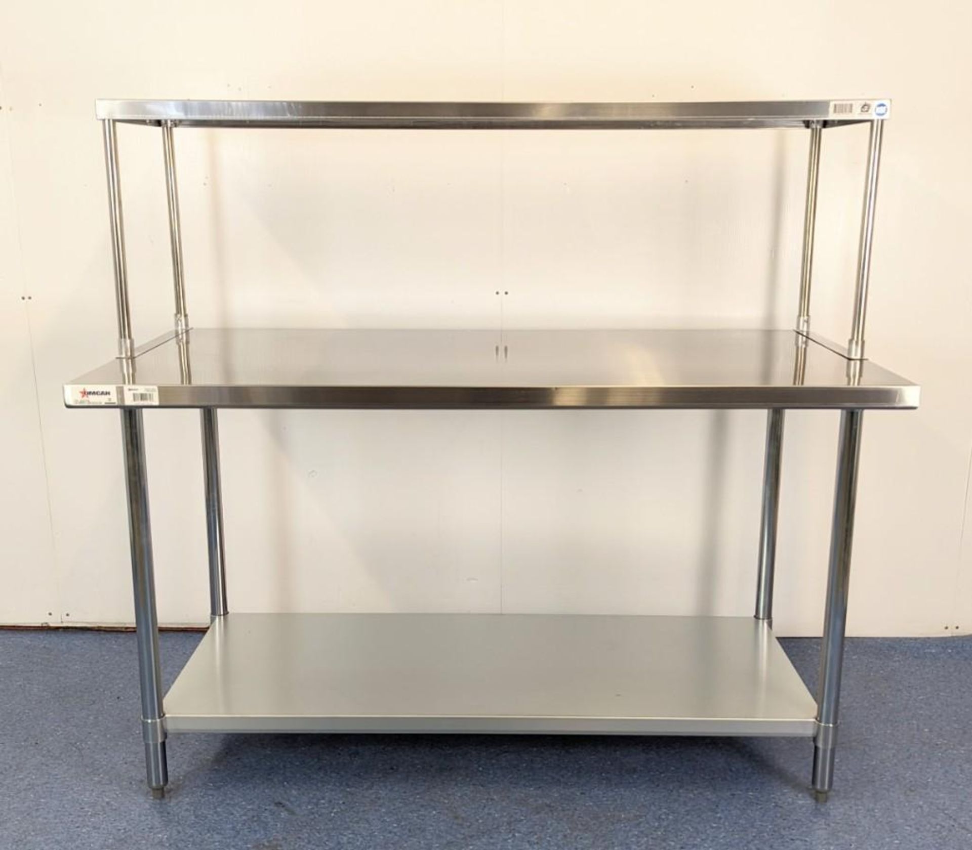 NEW 30" X 60" STAINLESS WORK TABLE WITH 18" SINGLE OVERSHELF - Image 2 of 8