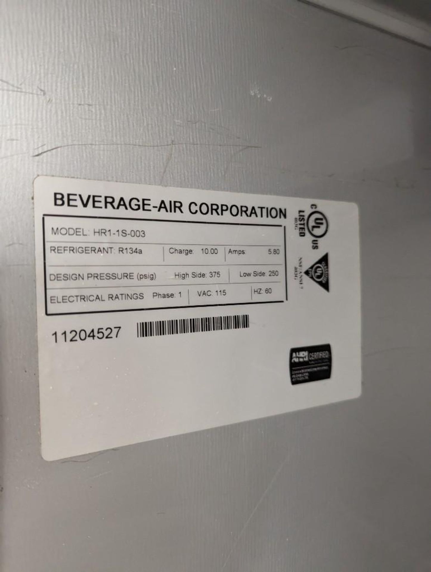 BEVERAGE AIR HR1-1S-003 STAINLESS STEEL SINGLE DOOR REACH IN COOLER - Image 6 of 8